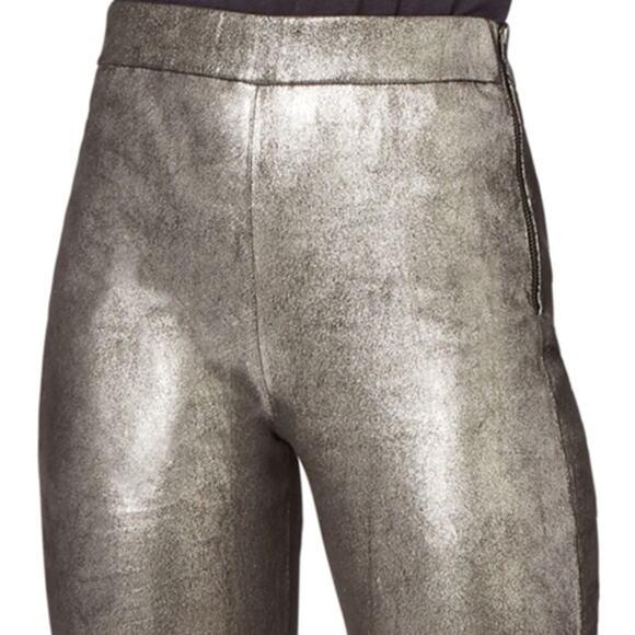 Intermix Hartley Stretch Leather Leggings Silver Size 8 NWT - Picture 2 of 6